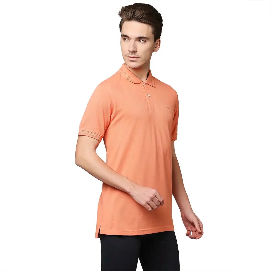 Men Red Contemporary Fit Solid Supima Cotton Polo T-Shirt - Image 2