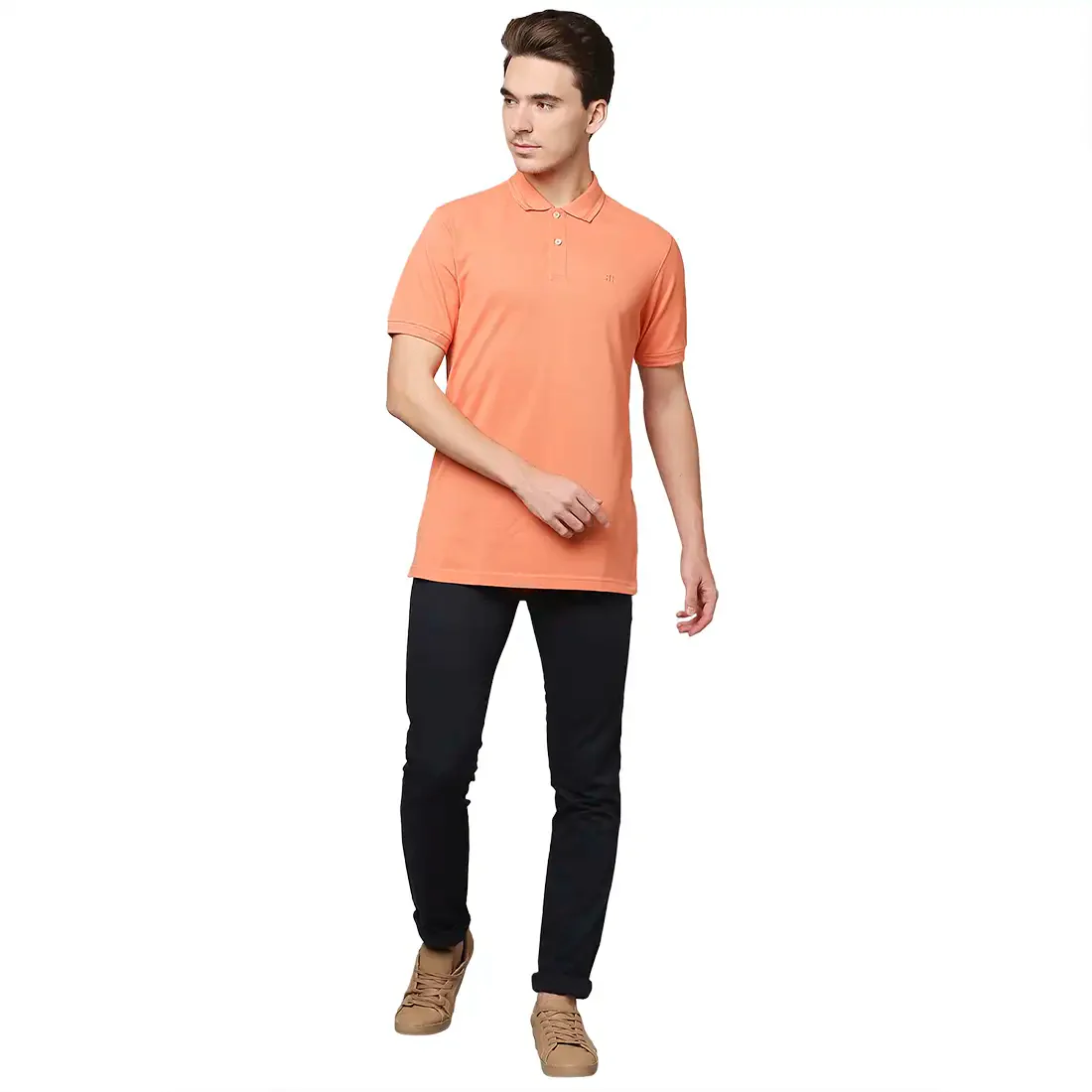 Men Red Contemporary Fit Solid Supima Cotton Polo T-Shirt - Image 5