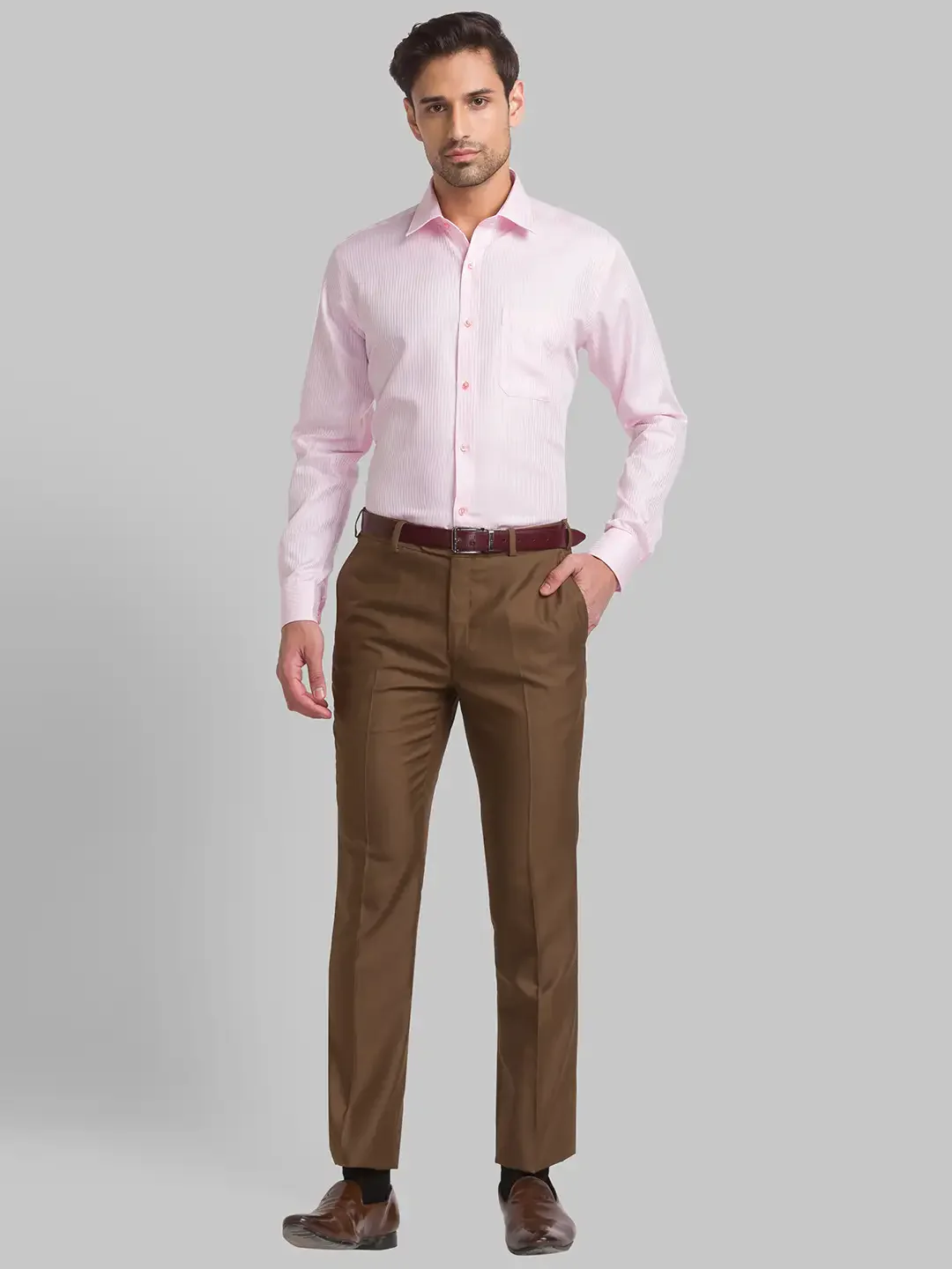 Men Red Contemporary Fit Stripe Cotton Full Sleeve Shirts - Image 4