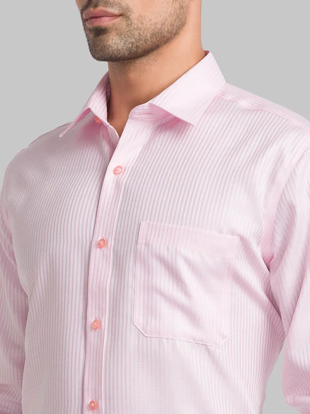 Men Red Contemporary Fit Stripe Cotton Full Sleeve Shirts - Image 5