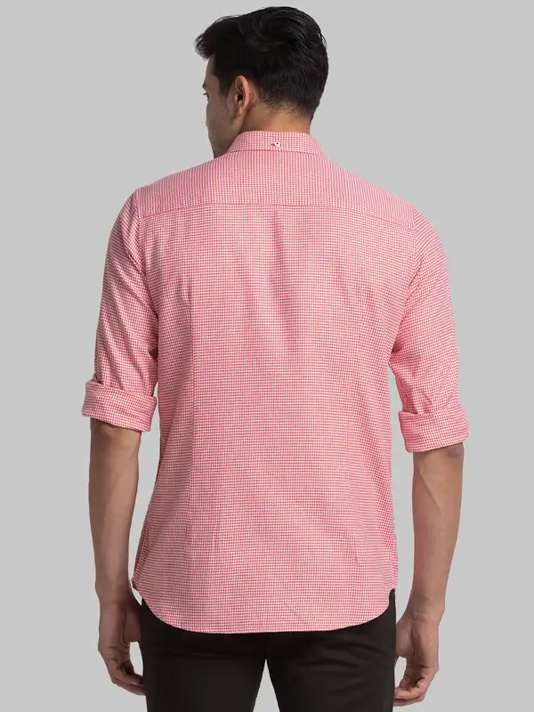 Men Red Contemporary Fit Structure Cotton Shirts - Image 4