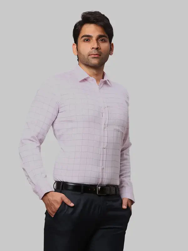 Park Avenue Men Pink Checks Regular Fit Cotton Formal Shirt - Image 2