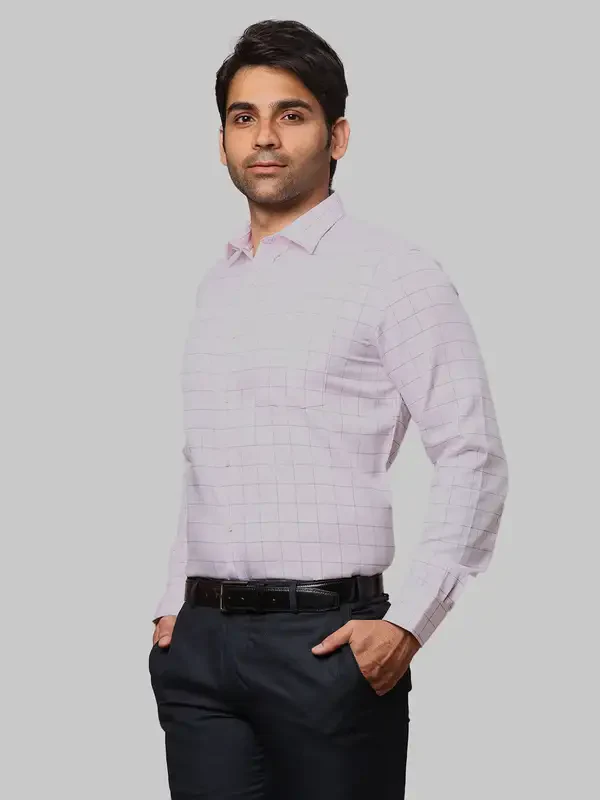 Park Avenue Men Pink Checks Regular Fit Cotton Formal Shirt - Image 3
