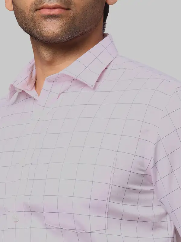 Park Avenue Men Pink Checks Regular Fit Cotton Formal Shirt - Image 6