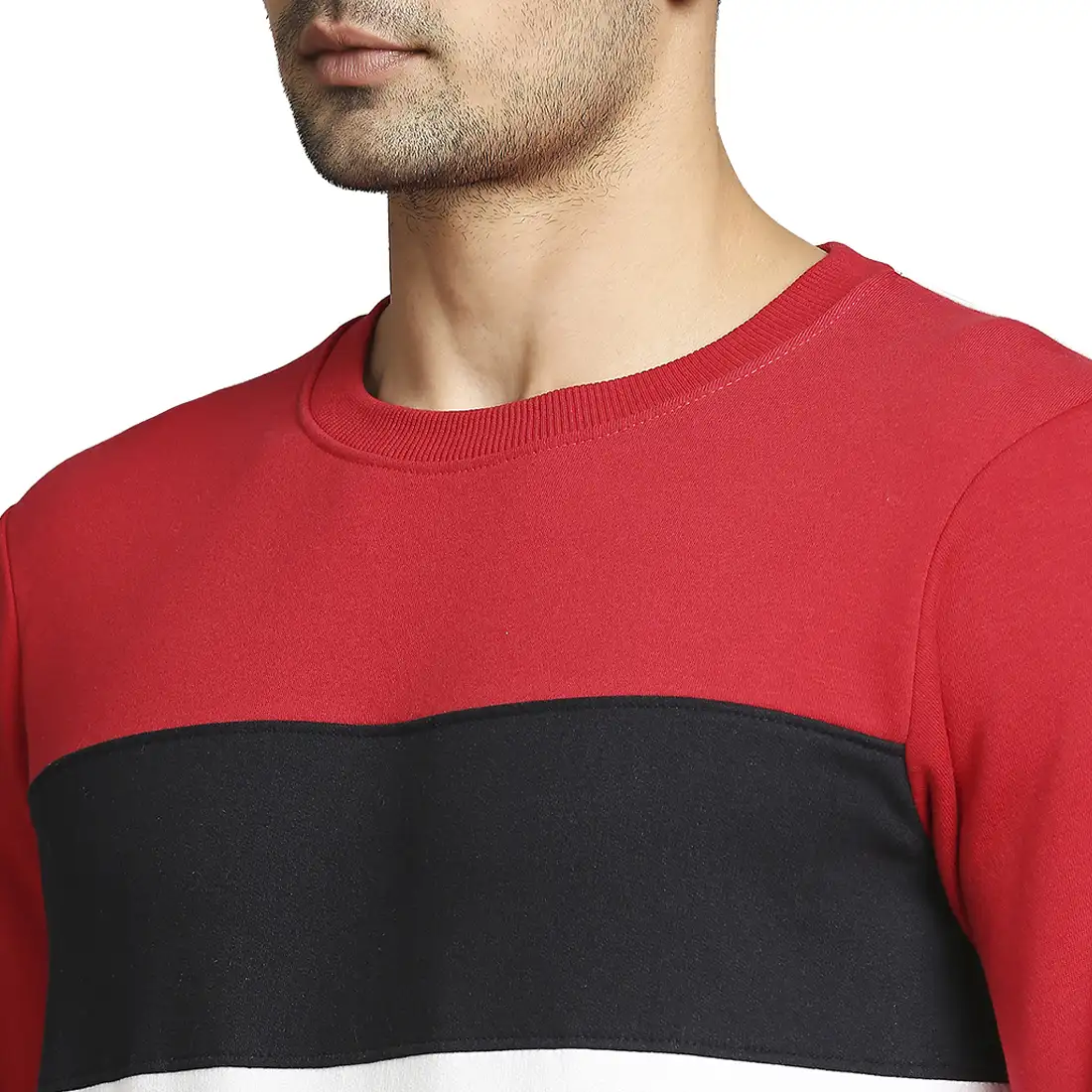 Men Red Regular Fit Cut & Sew Cotton Polyester Blend Sweatshirts - Image 6