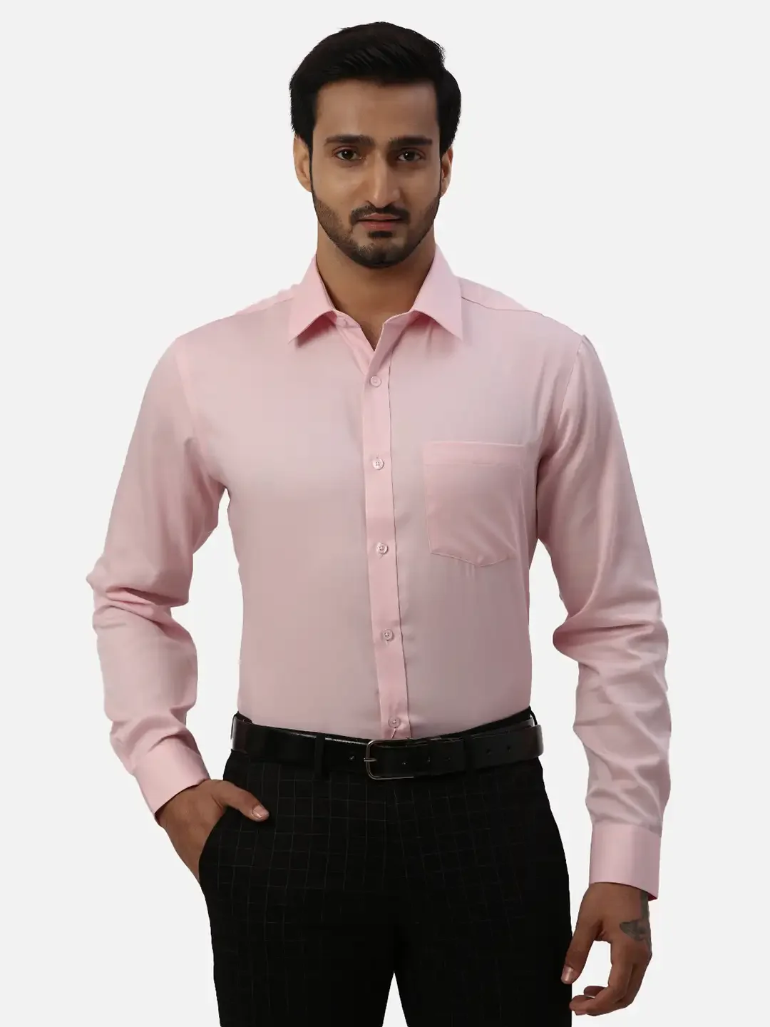 Park Avenue Men Pink Solid Regular Fit Cotton Formal Shirt