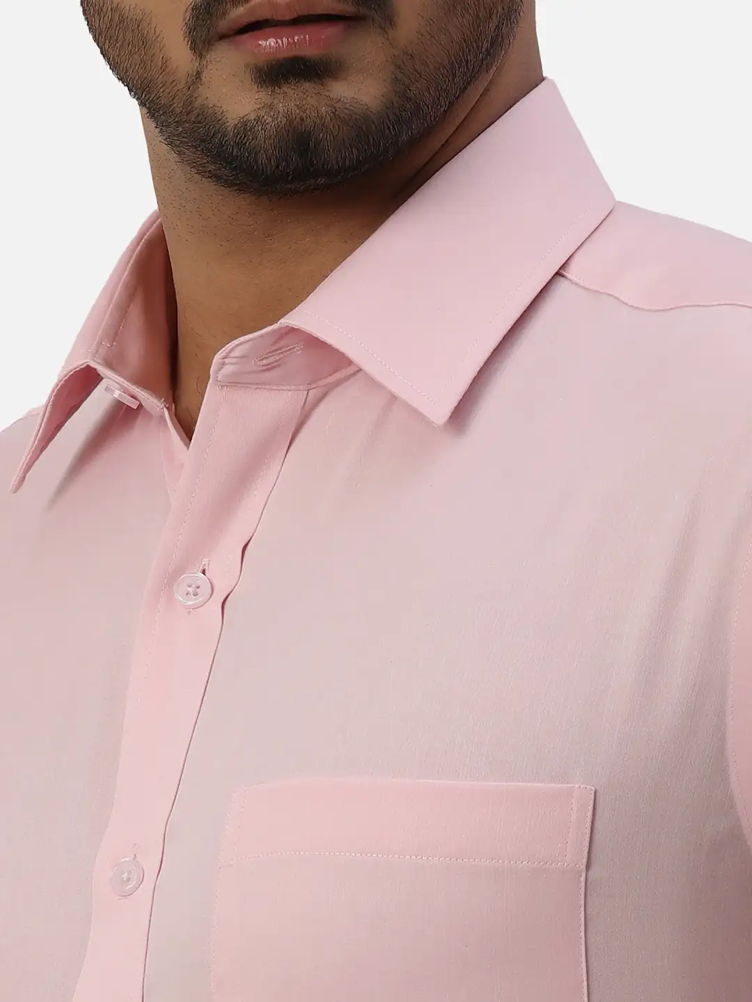 Park Avenue Men Pink Solid Regular Fit Cotton Formal Shirt - Image 6