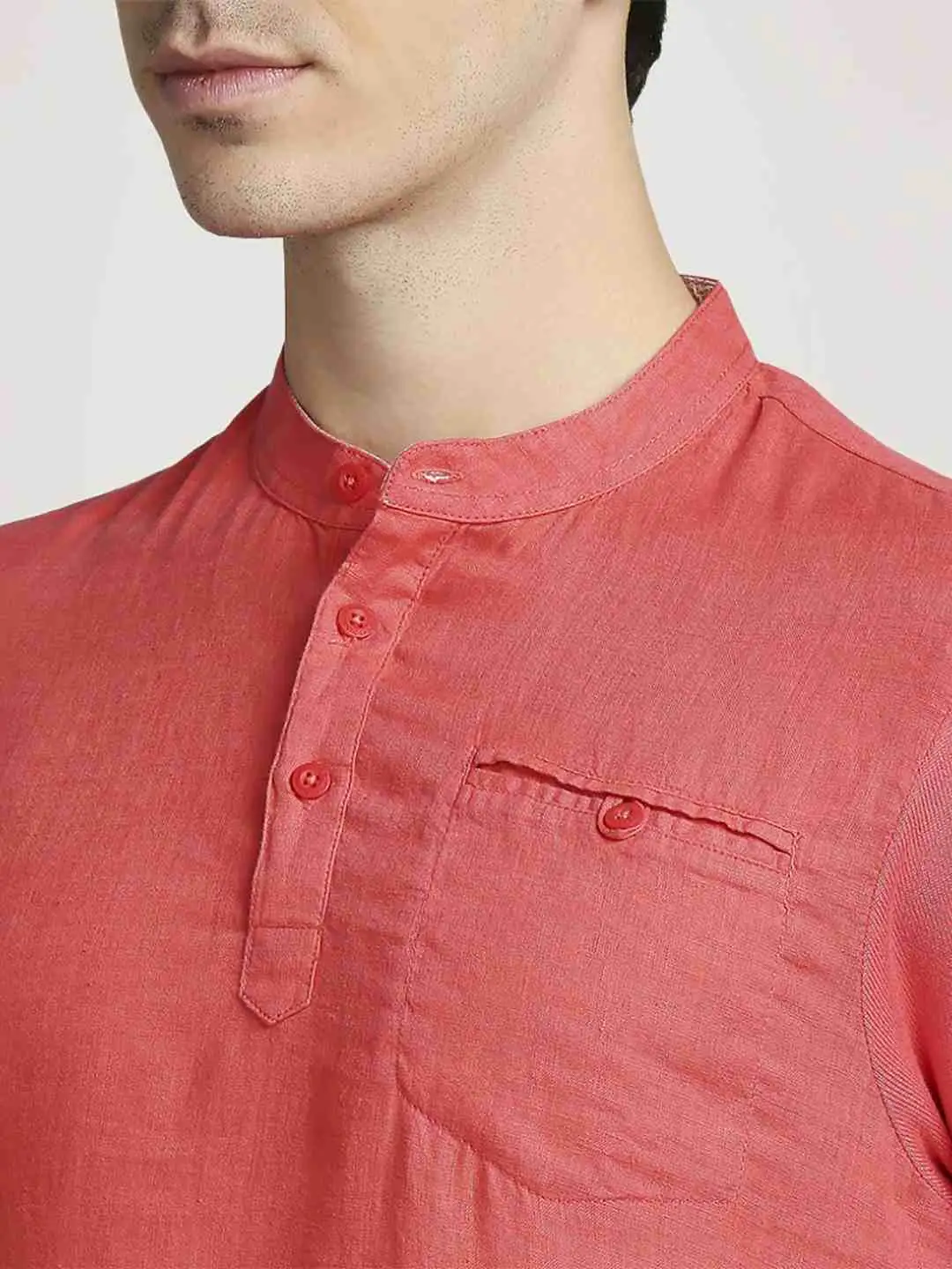 Men Red Regular Fit Solid Cotton T-Shirt - Image 5