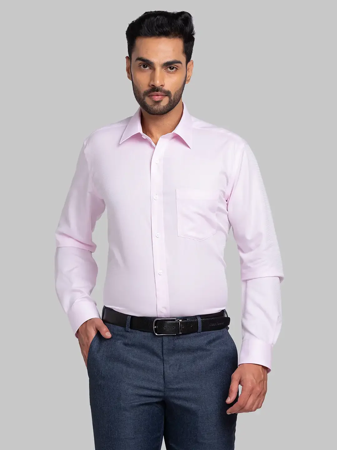 Park Avenue Men Pink Structured Regular Fit Cotton Formal Shirt