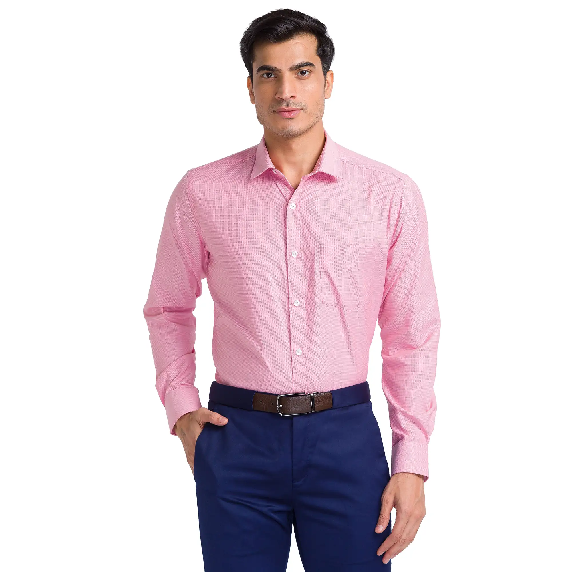 Men Red Regular Fit Structure Polyester Blend Full Sleeve Shirts