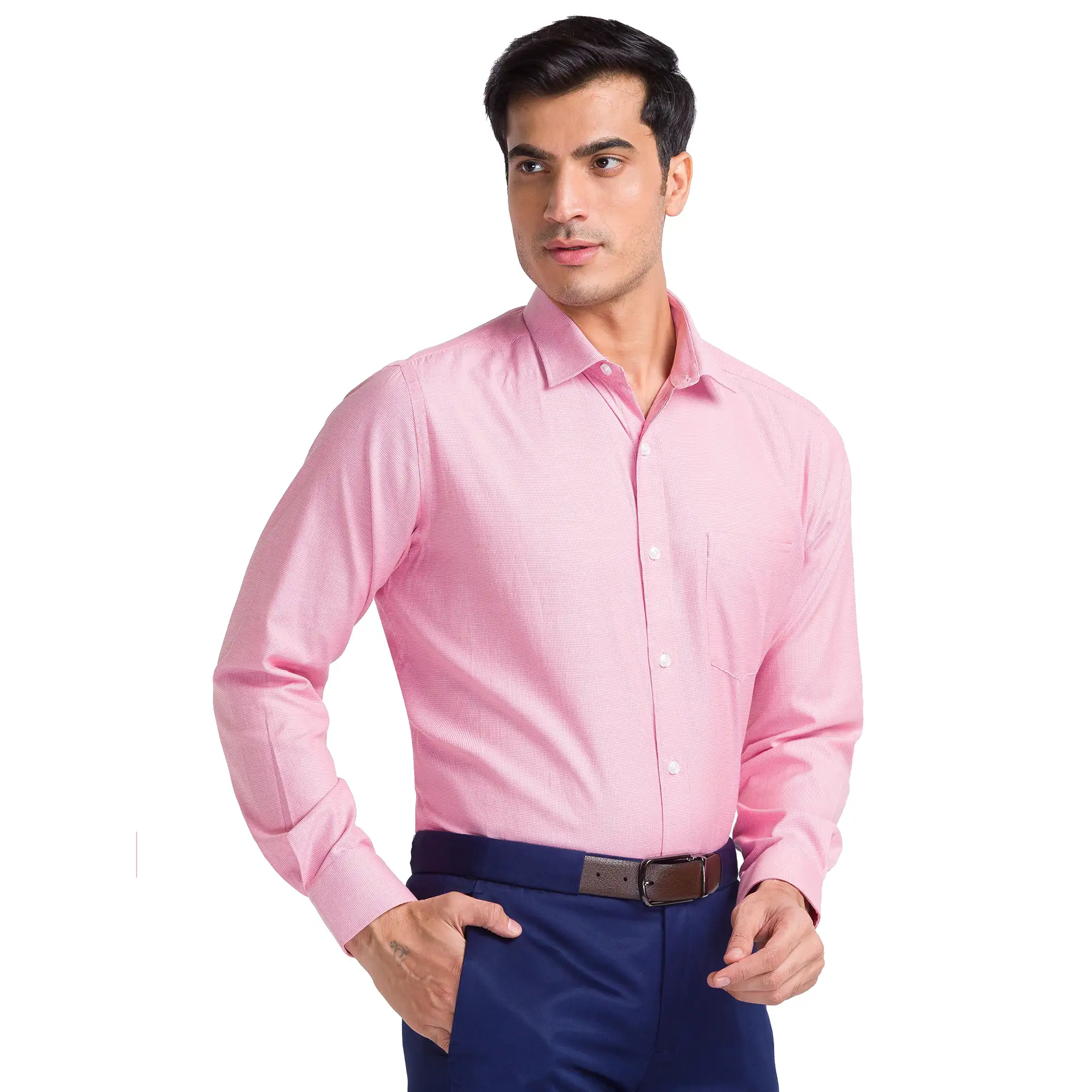 Men Red Regular Fit Structure Polyester Blend Full Sleeve Shirts - Image 2