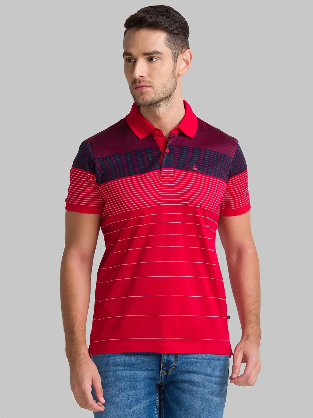 Men Red Regular Fit Yarn Dyed Cotton Polo T-Shirt