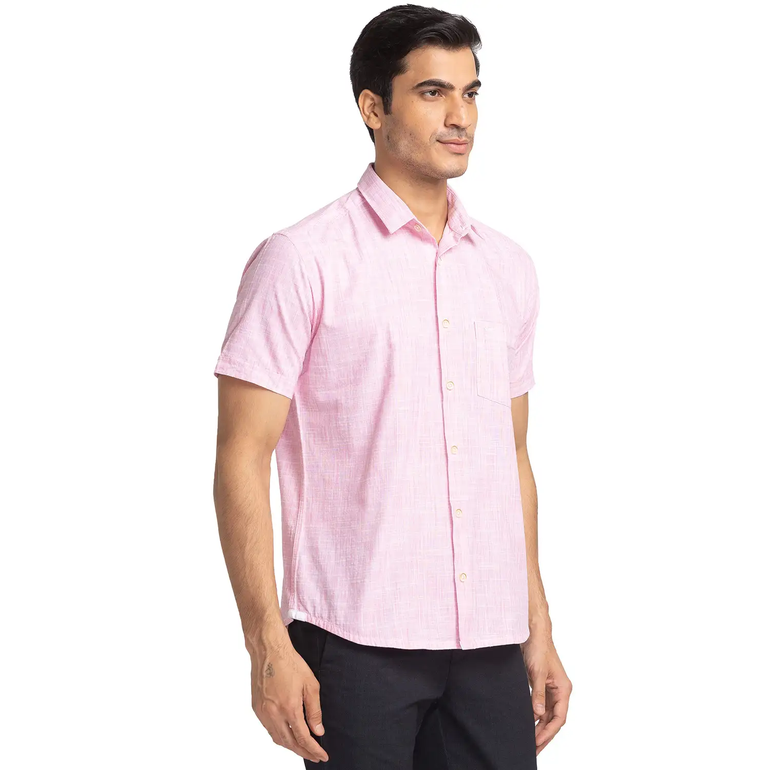 Park Avenue Men Pink Chambray Slim Fit Cotton Casual Shirt - Image 2