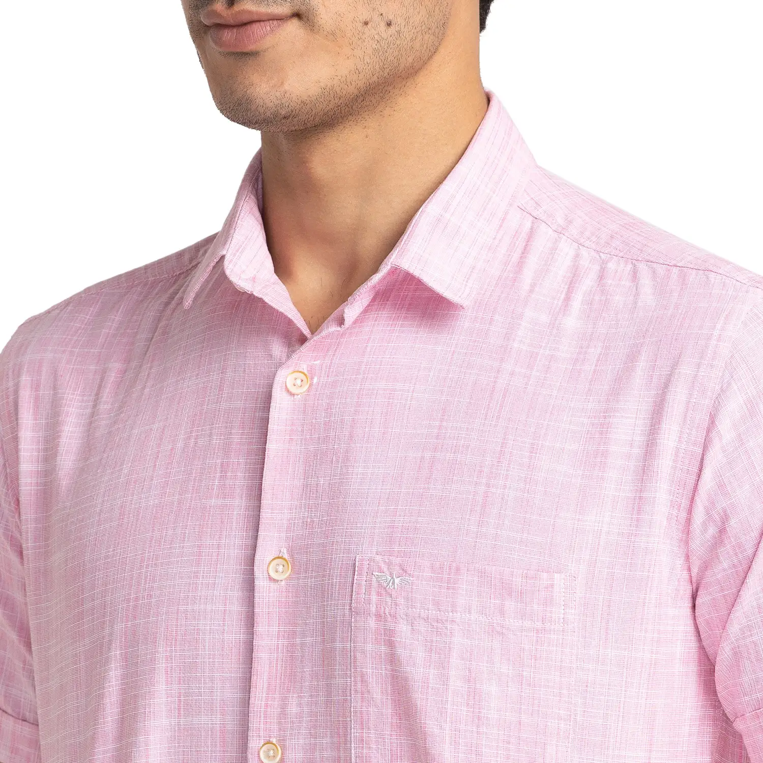 Park Avenue Men Pink Chambray Slim Fit Cotton Casual Shirt - Image 6