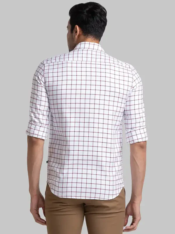 Parx Men White Checks Slim Fit Cotton Casual Shirt - Image 4