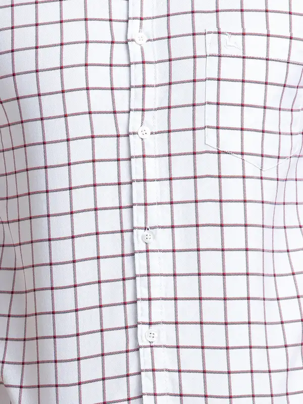 Parx Men White Checks Slim Fit Cotton Casual Shirt - Image 7