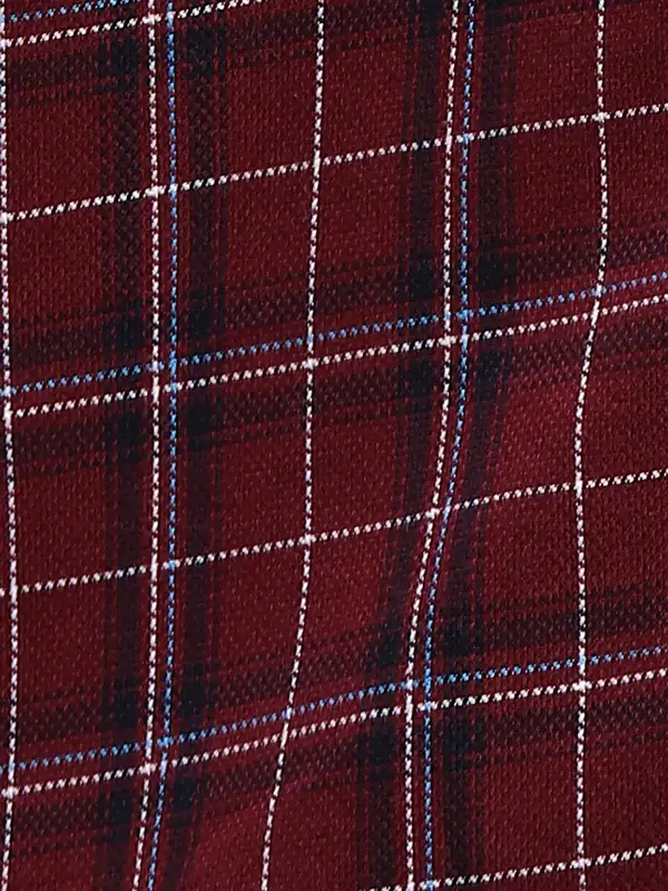 Men Red Slim Fit Checks Cotton Full Sleeve Shirts - Image 7