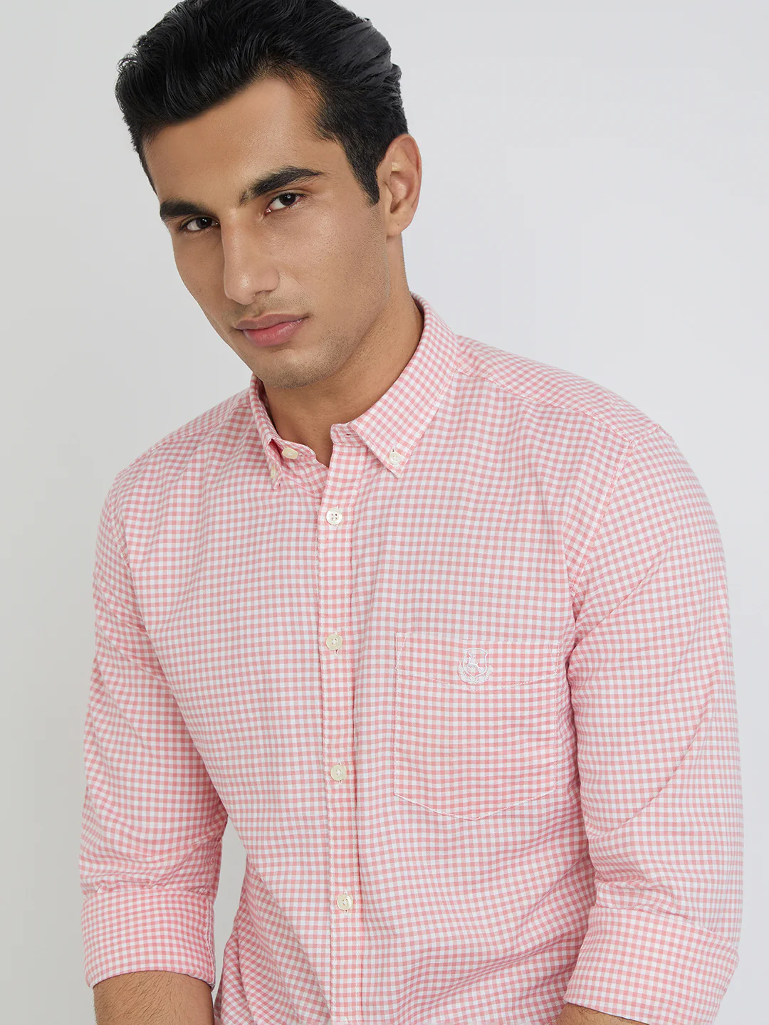 Parx Men Pink Checks Slim Fit Cotton Casual Shirt - Image 6