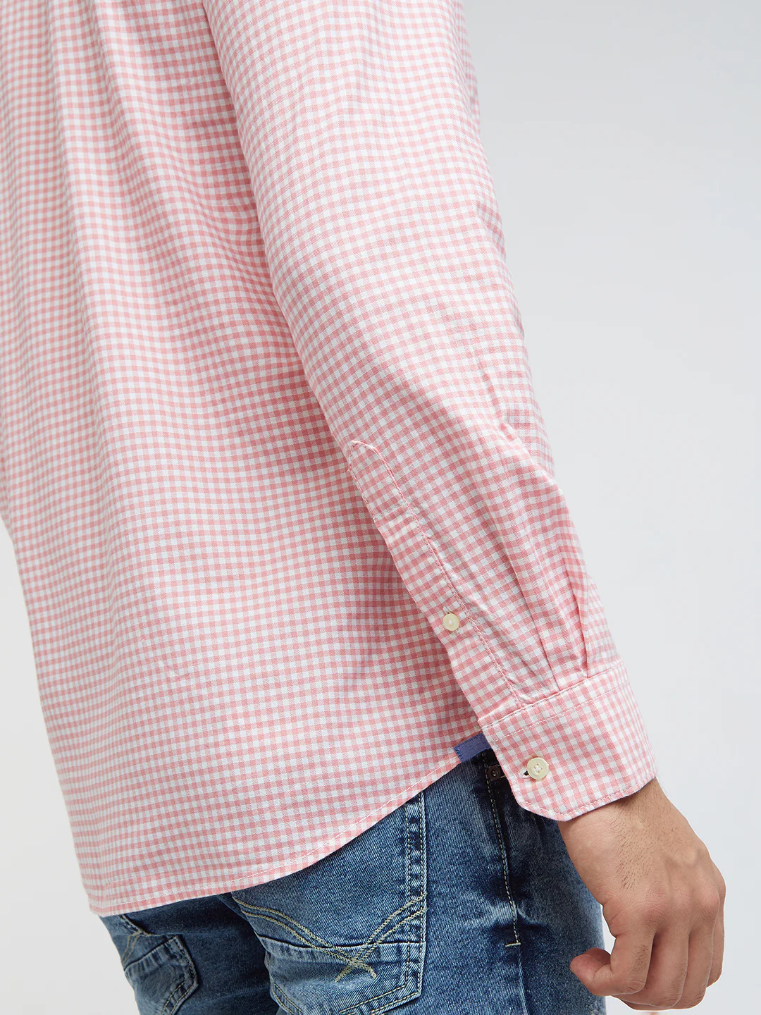 Parx Men Pink Checks Slim Fit Cotton Casual Shirt - Image 7