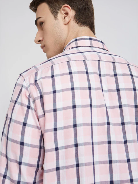 Parx Men Pink Checks Slim Fit Cotton Casual Shirt - Image 6