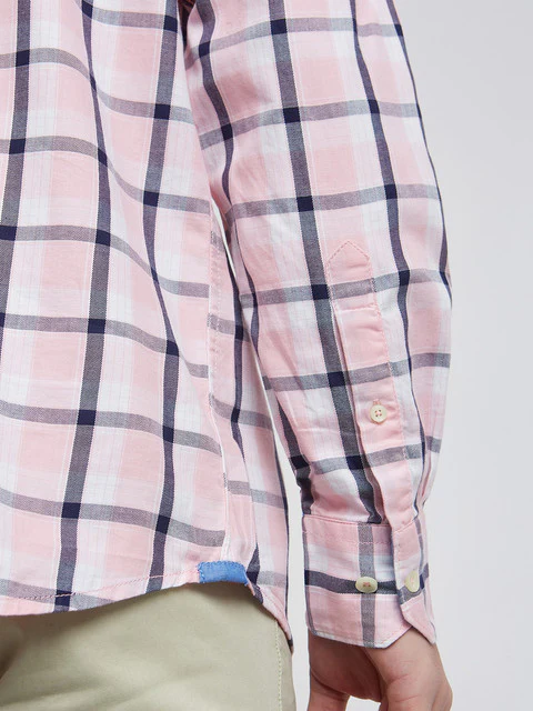 Parx Men Pink Checks Slim Fit Cotton Casual Shirt - Image 7