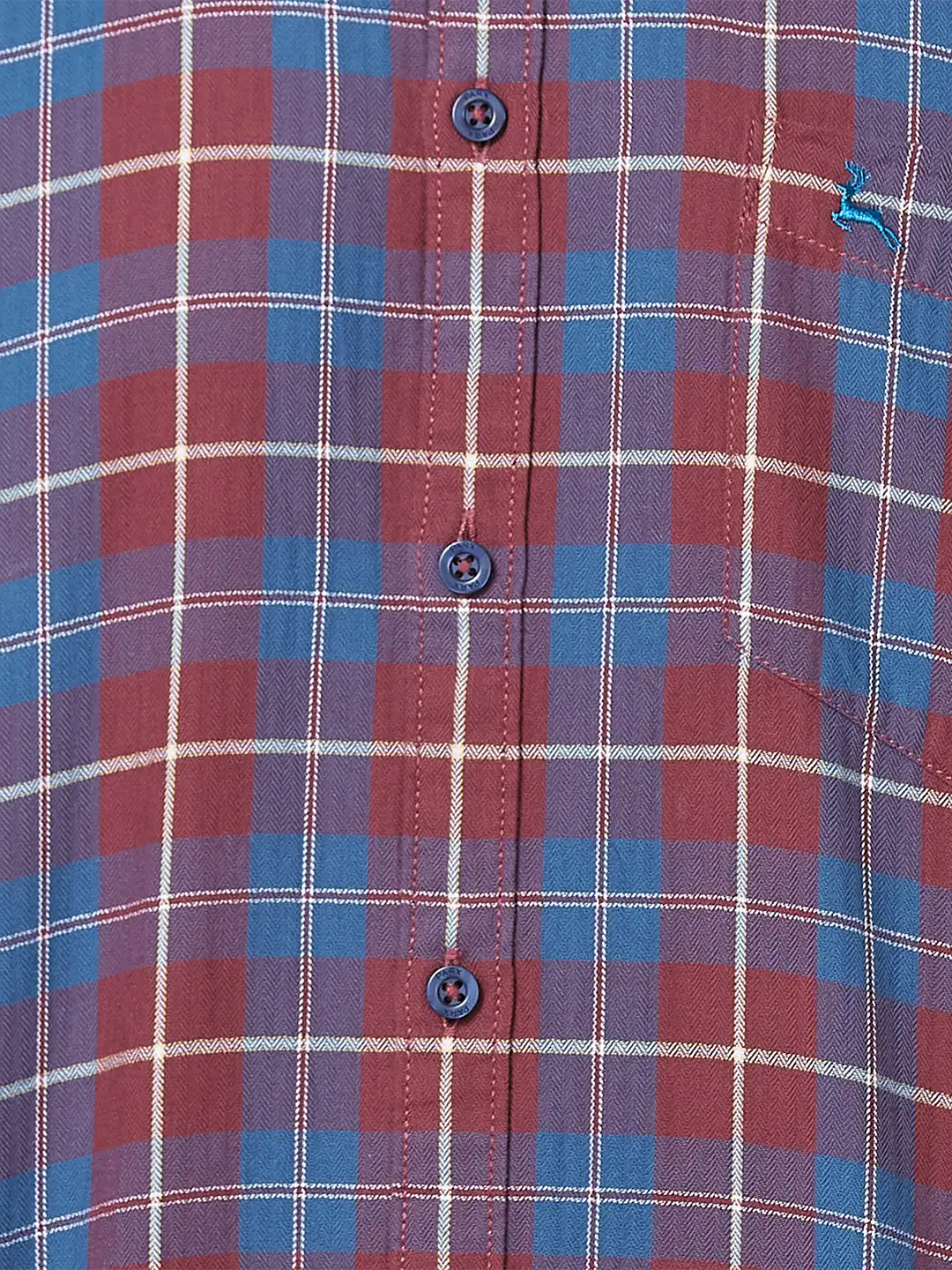 Men Red Slim Fit Checks Cotton Full Sleeve Shirts - Image 7