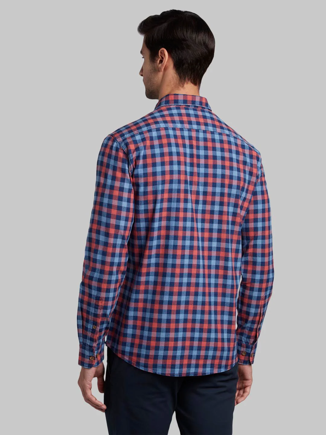 Men Red Slim Fit Checks Cotton Full Sleeve Shirts - Image 4