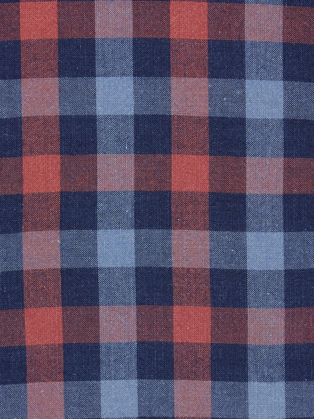 Men Red Slim Fit Checks Cotton Full Sleeve Shirts - Image 7
