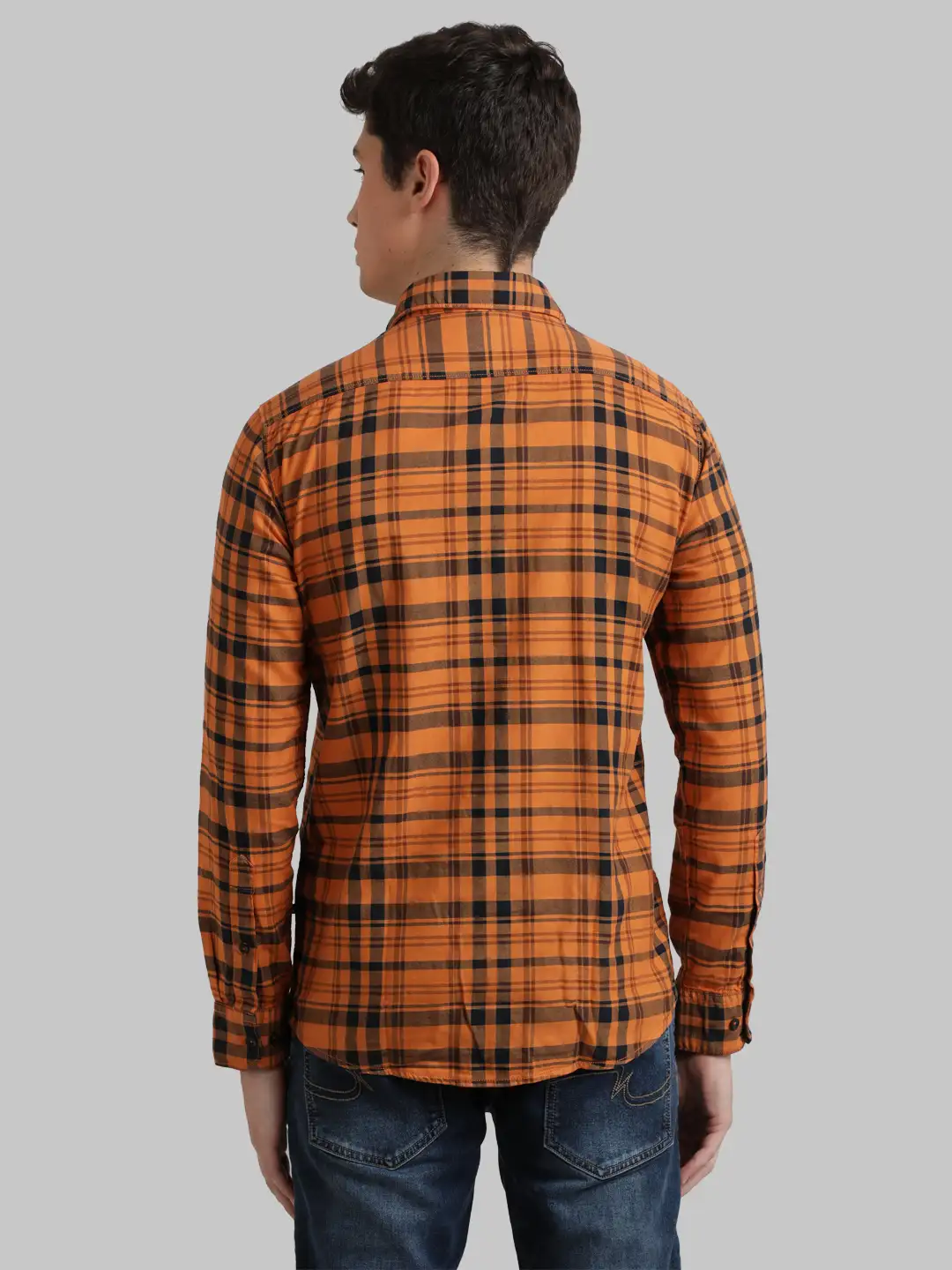 Men Red Slim Fit Checks Cotton Full Sleeve Shirts - Image 4