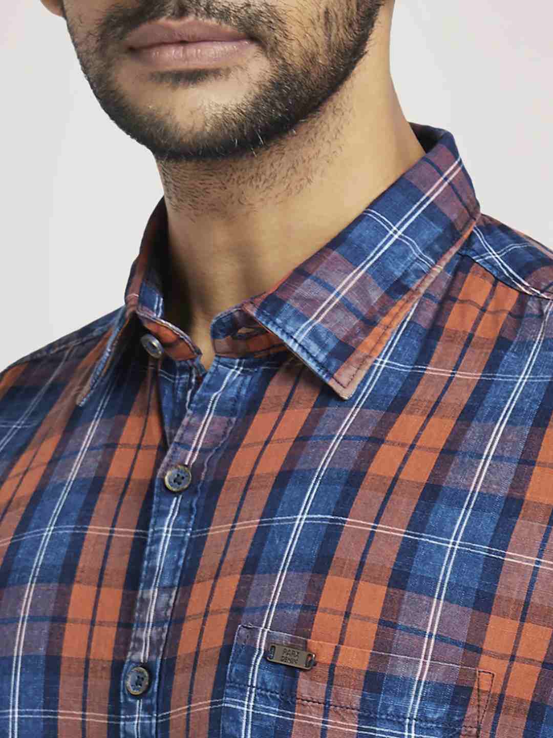 Men Red Slim Fit Checks Cotton Full Sleeve Shirts