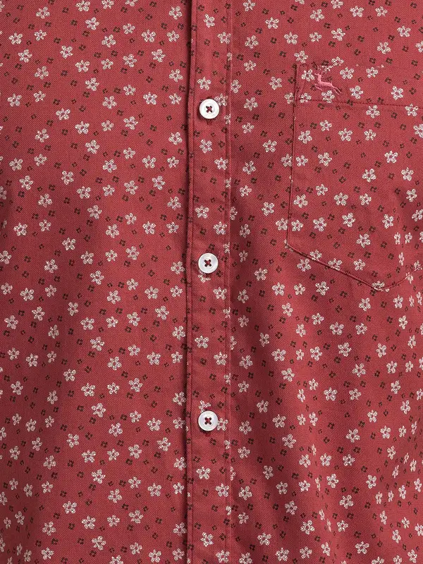 Men Red Slim Fit Checks Cotton Full Sleeve Shirts - Image 7