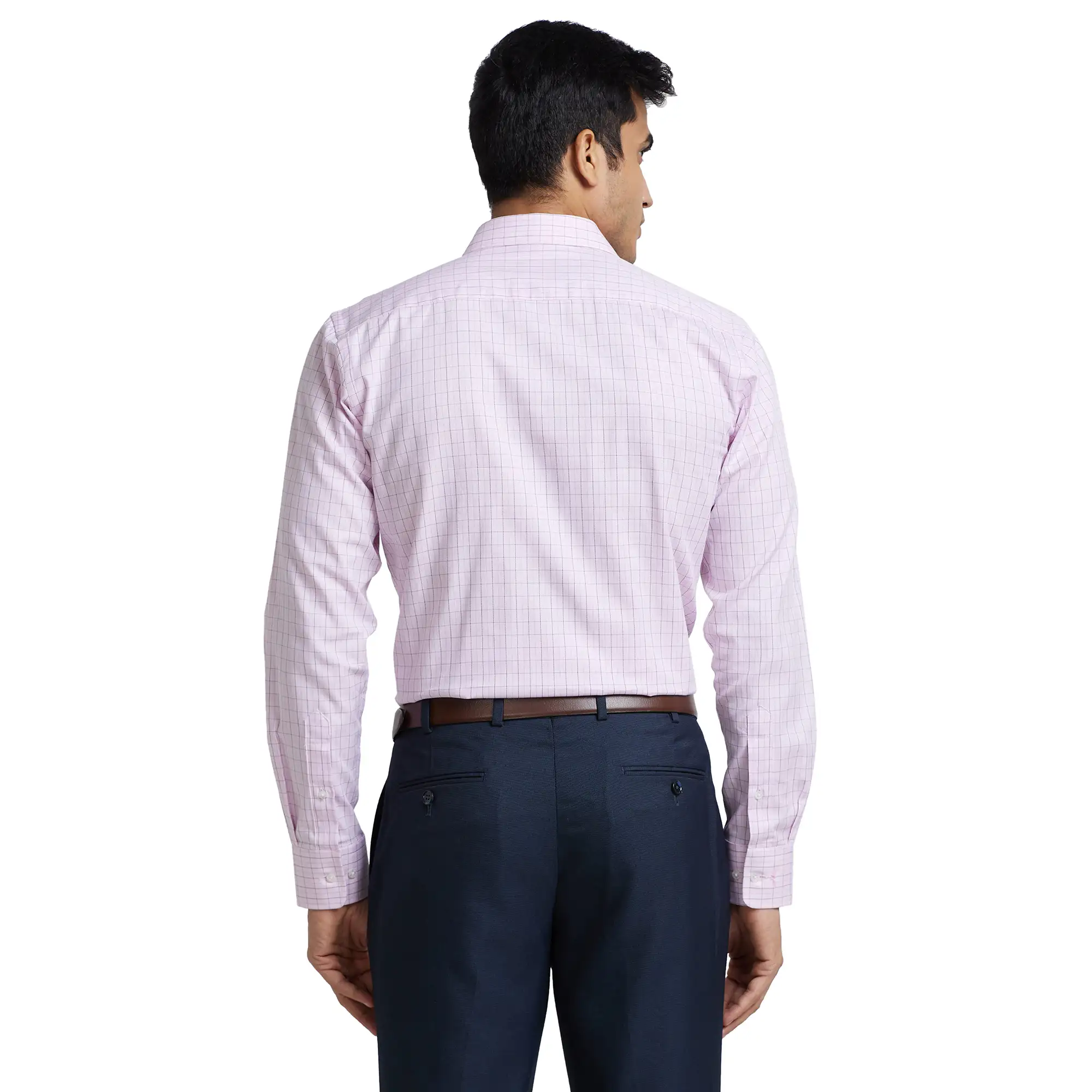 Park Avenue Men Pink Checks Slim Fit Cotton Formal Shirt - Image 4