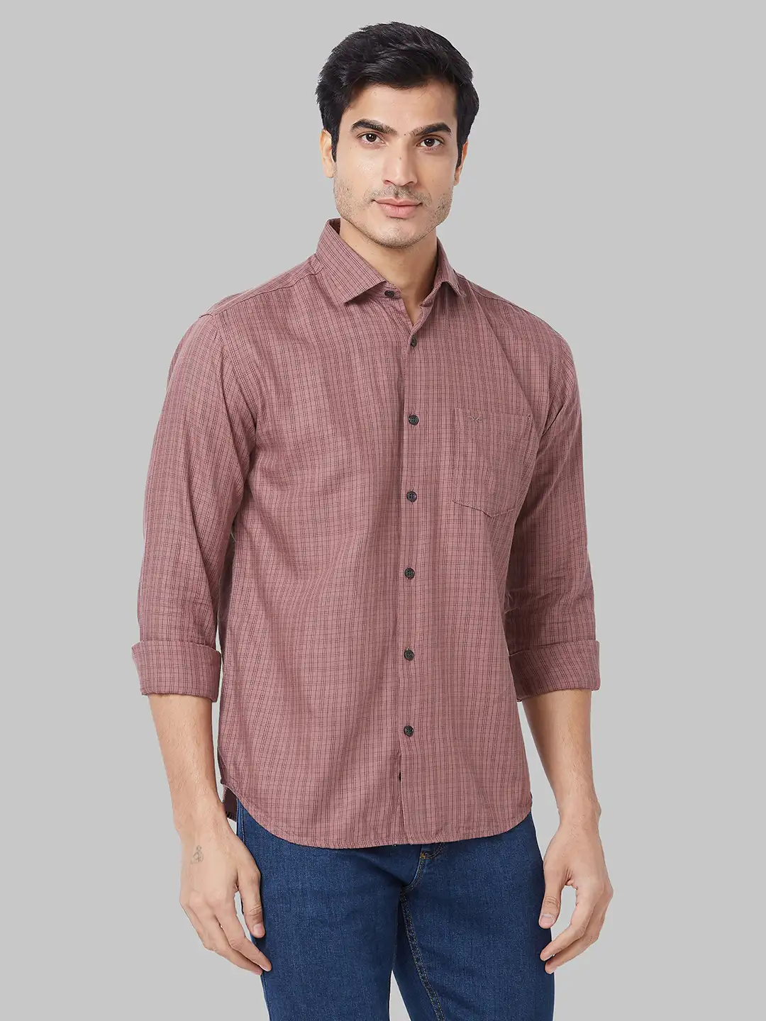 Men Red Slim Fit Checks Cotton Shirts - Image 2