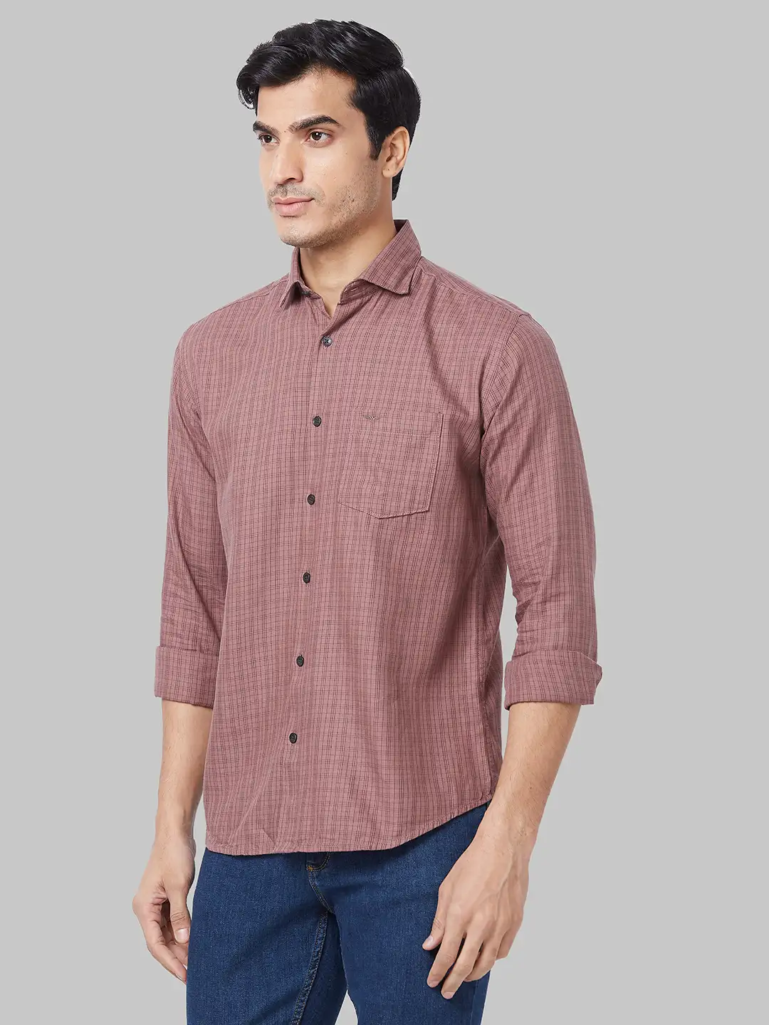 Men Red Slim Fit Checks Cotton Shirts - Image 3