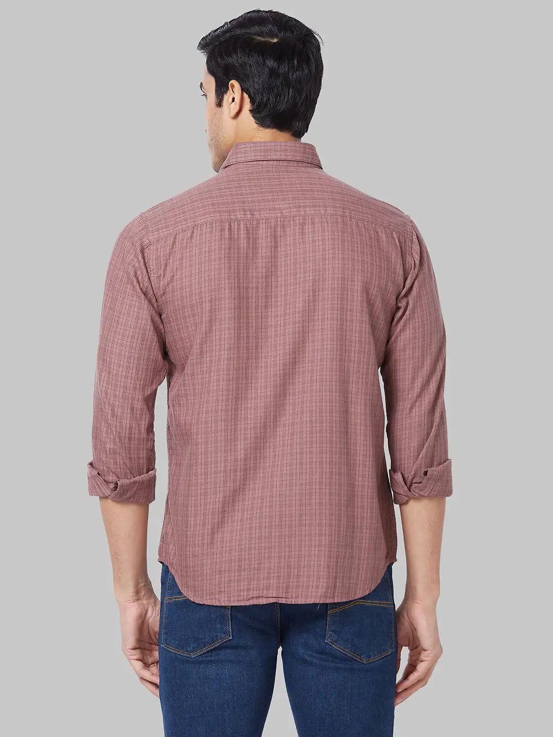 Men Red Slim Fit Checks Cotton Shirts - Image 4