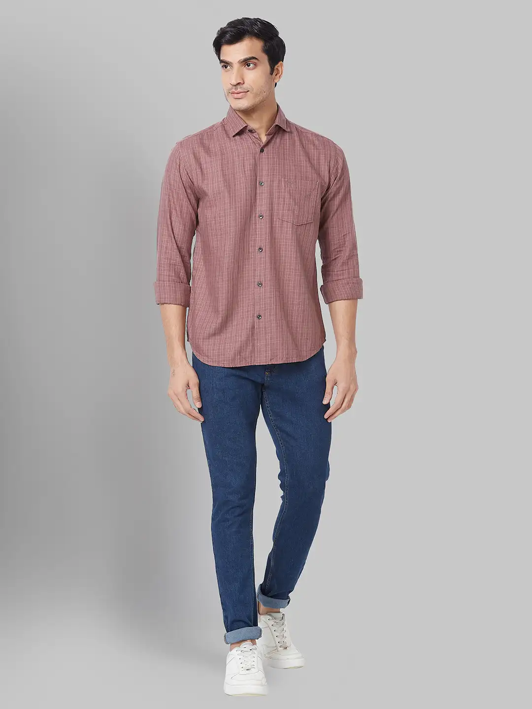 Men Red Slim Fit Checks Cotton Shirts - Image 5