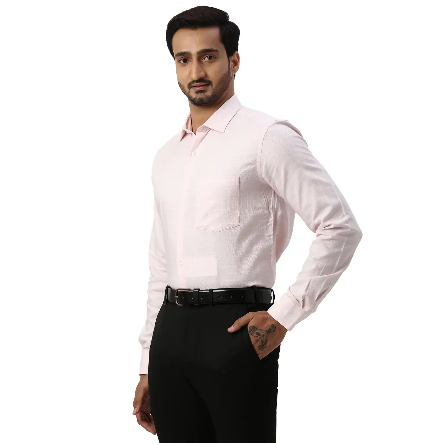 Men Red Slim Fit Checks Cotton Shirts - Image 3
