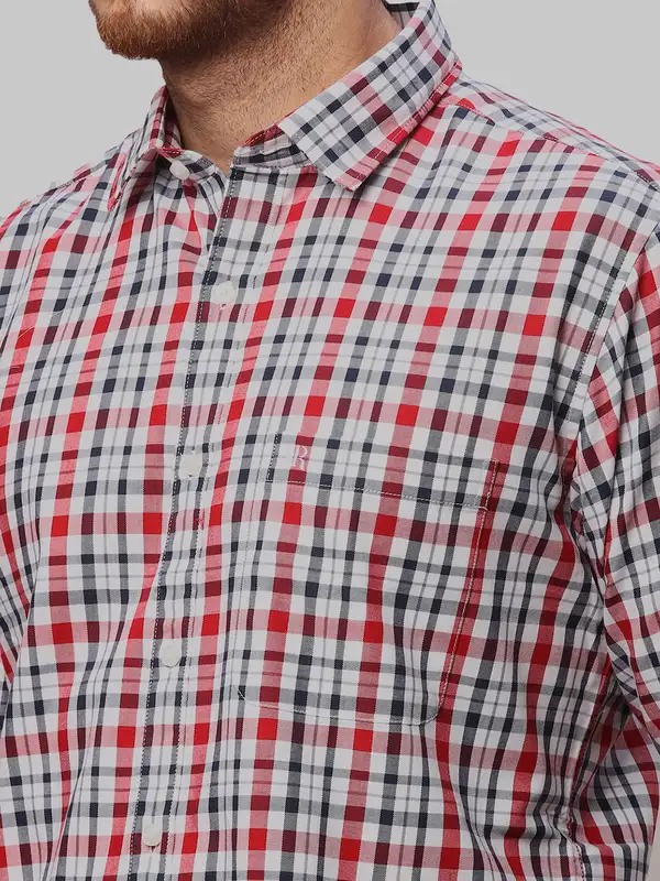 Men Red Slim Fit Checks Cotton Shirts - Image 6