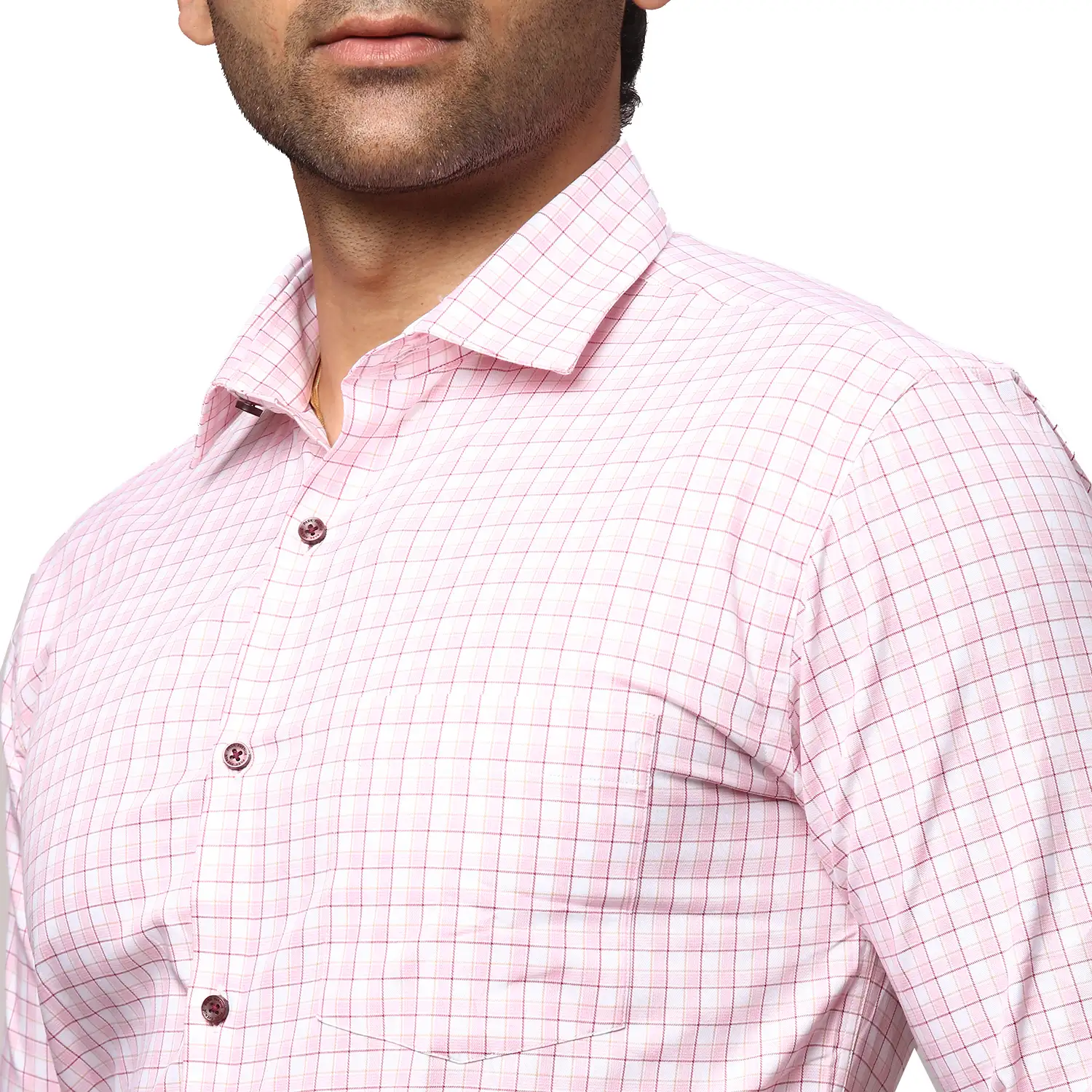 Park Avenue Men Pink Checks Slim Fit Cotton Formal Shirt - Image 6