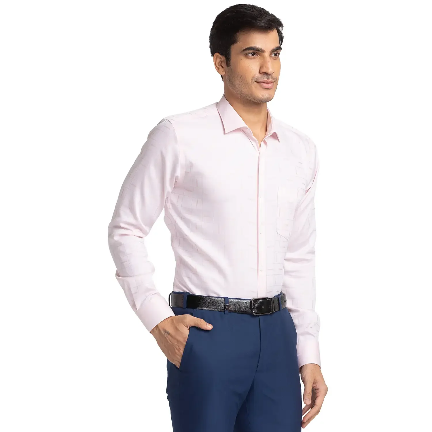 Park Avenue Men Pink Checks Slim Fit Cotton Formal Shirt - Image 2