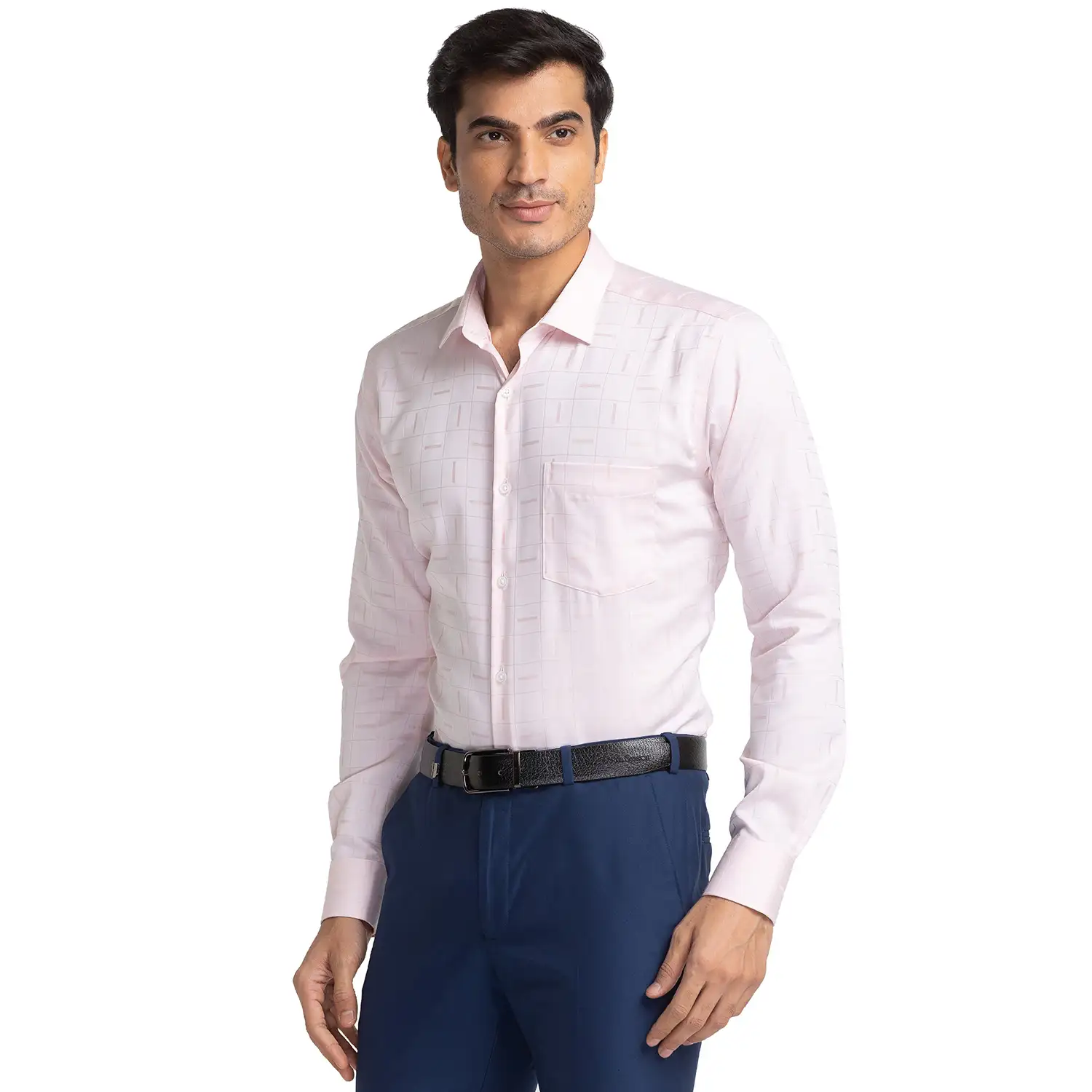 Park Avenue Men Pink Checks Slim Fit Cotton Formal Shirt - Image 3