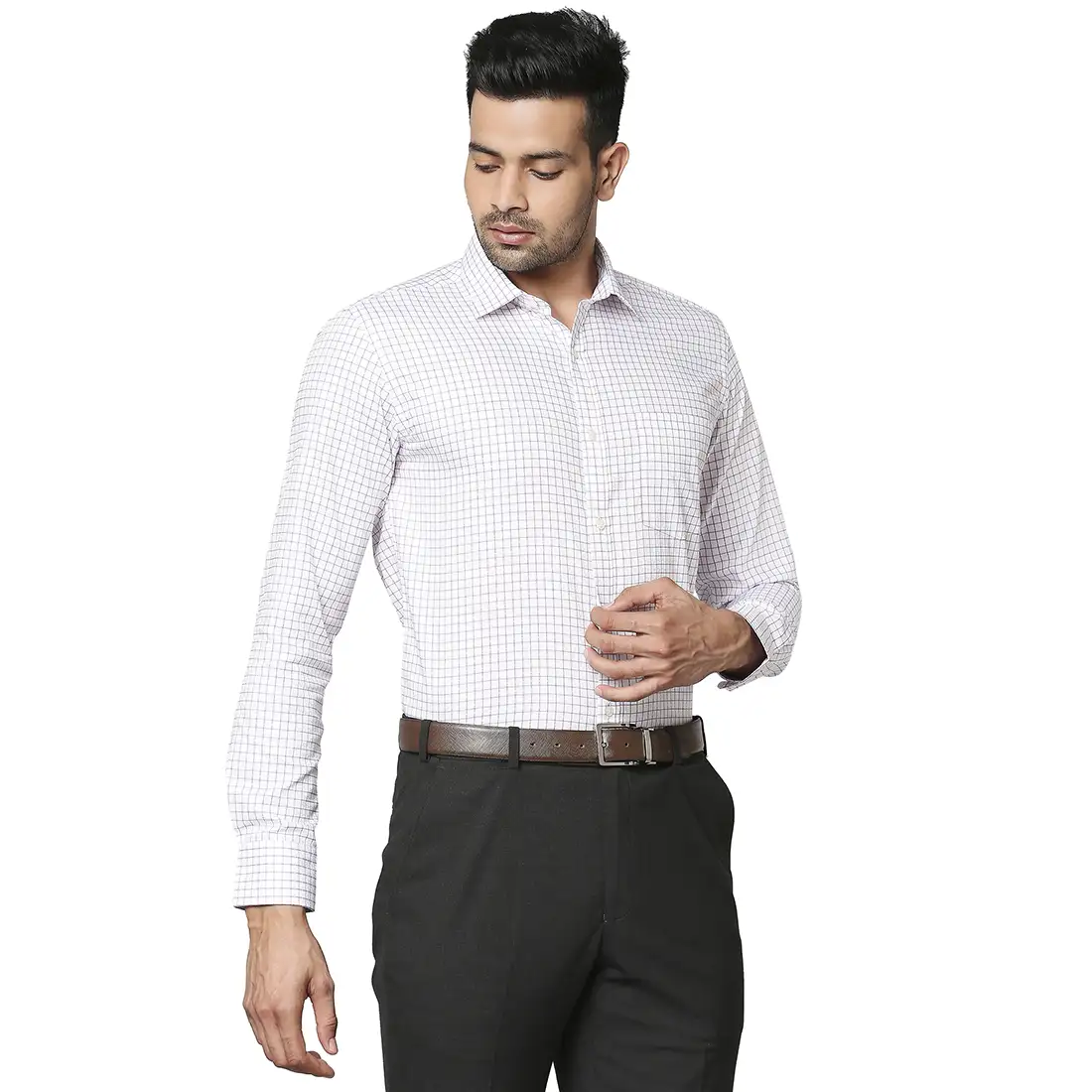 Men Red Slim Fit Checks Cotton Shirts - Image 2
