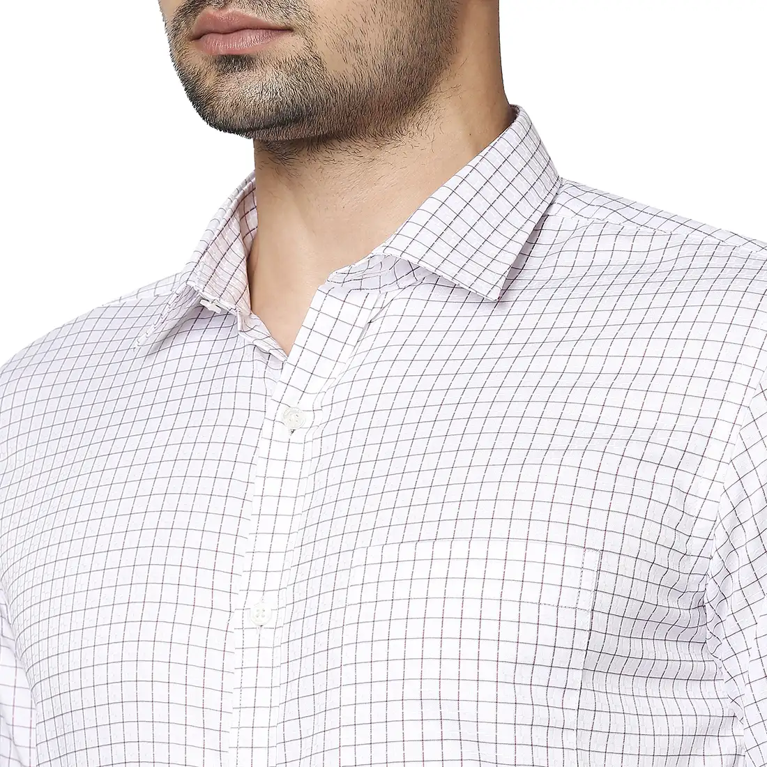 Men Red Slim Fit Checks Cotton Shirts - Image 6