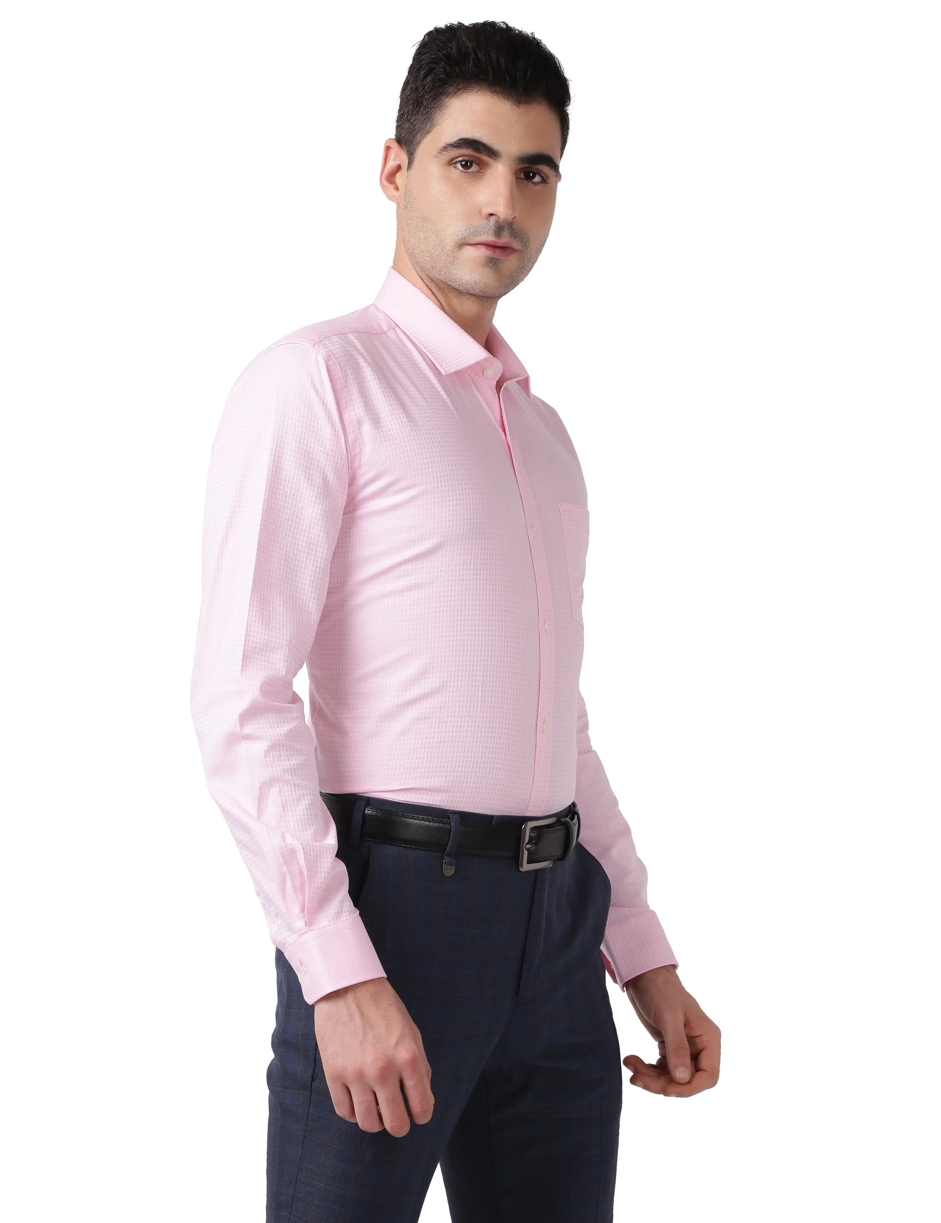Men Red Slim Fit Checks Cotton Shirts - Image 2