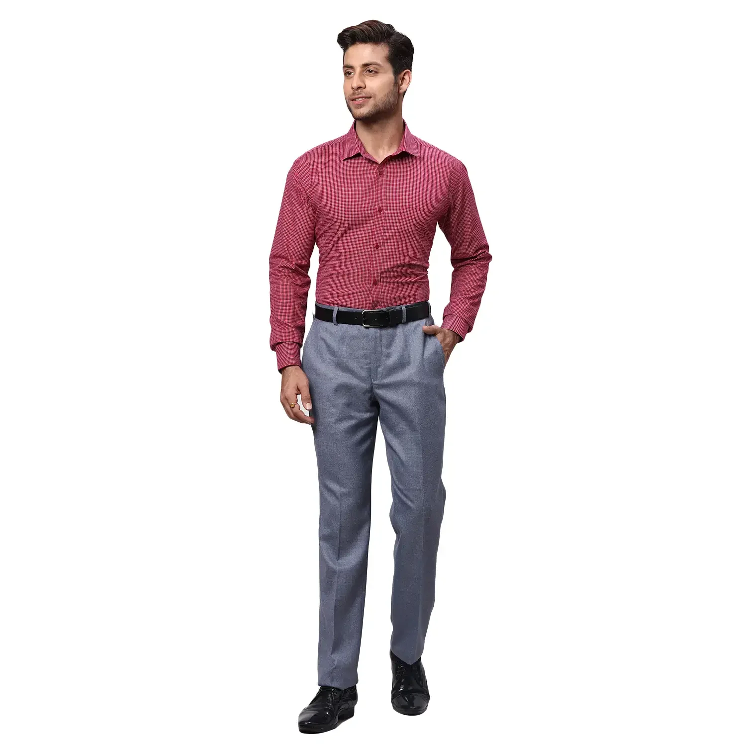 Park Avenue Men Red Slim Fit Checks Cotton Formal Shirt - Image 6