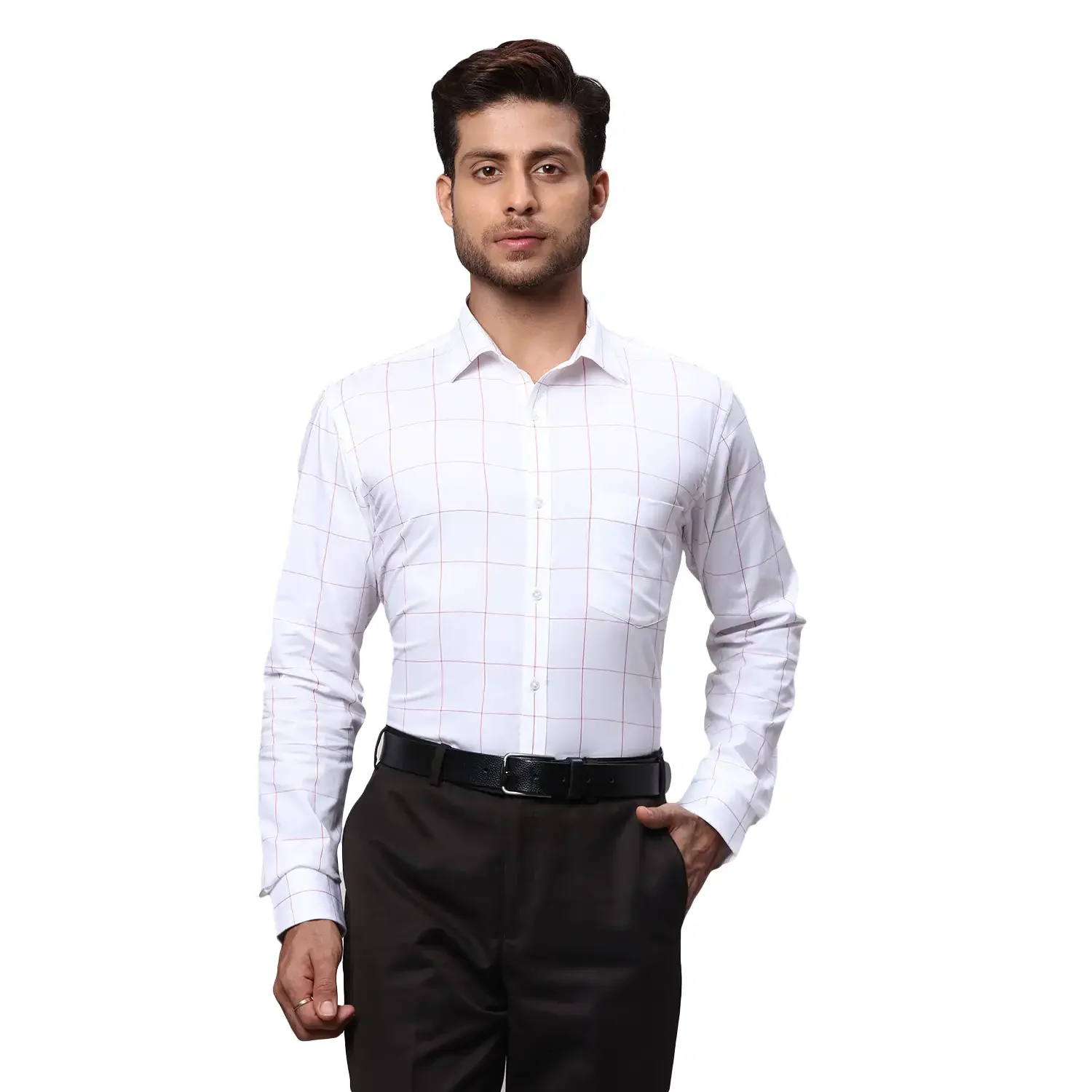 Men Red Slim Fit Checks Cotton Shirts
