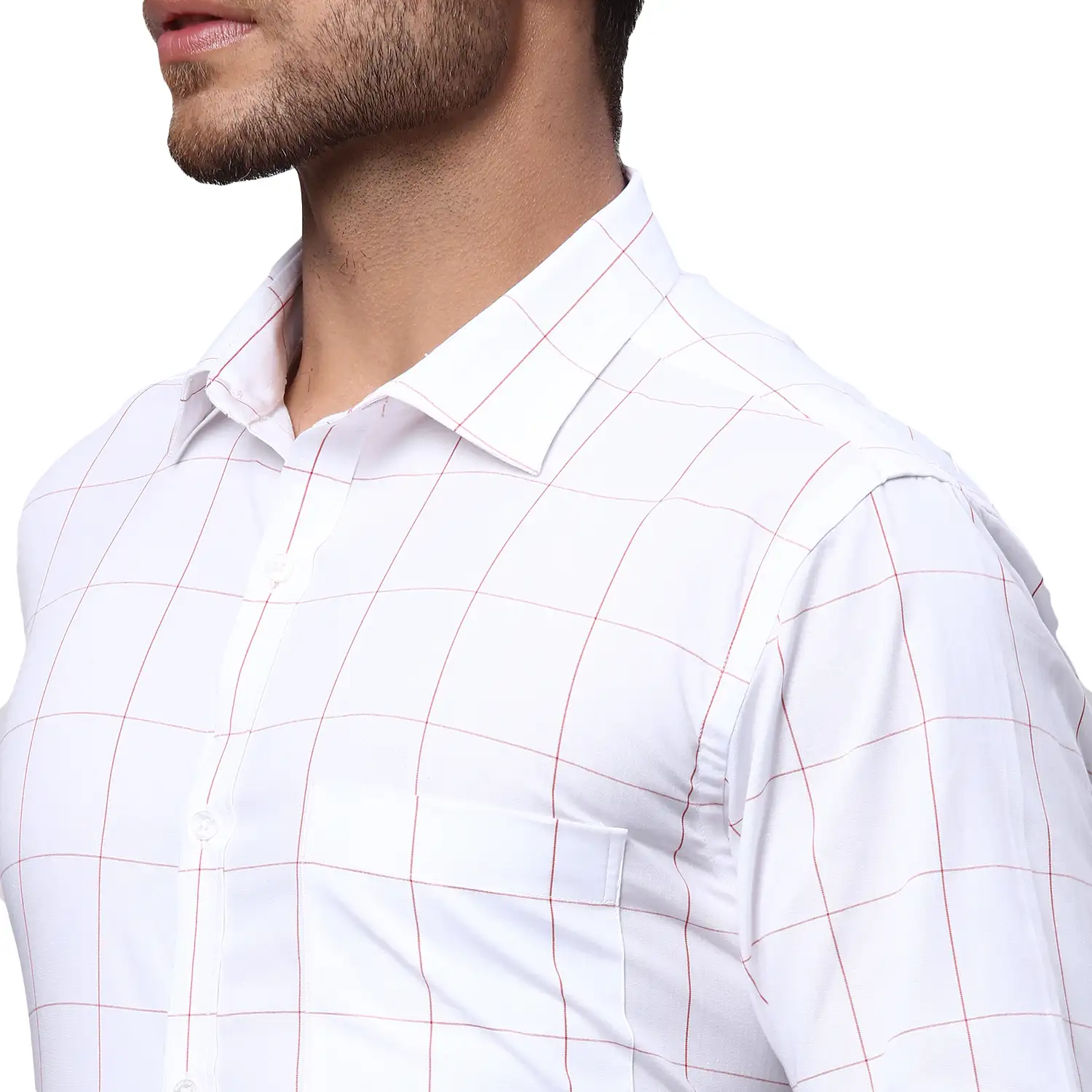 Men Red Slim Fit Checks Cotton Shirts - Image 6