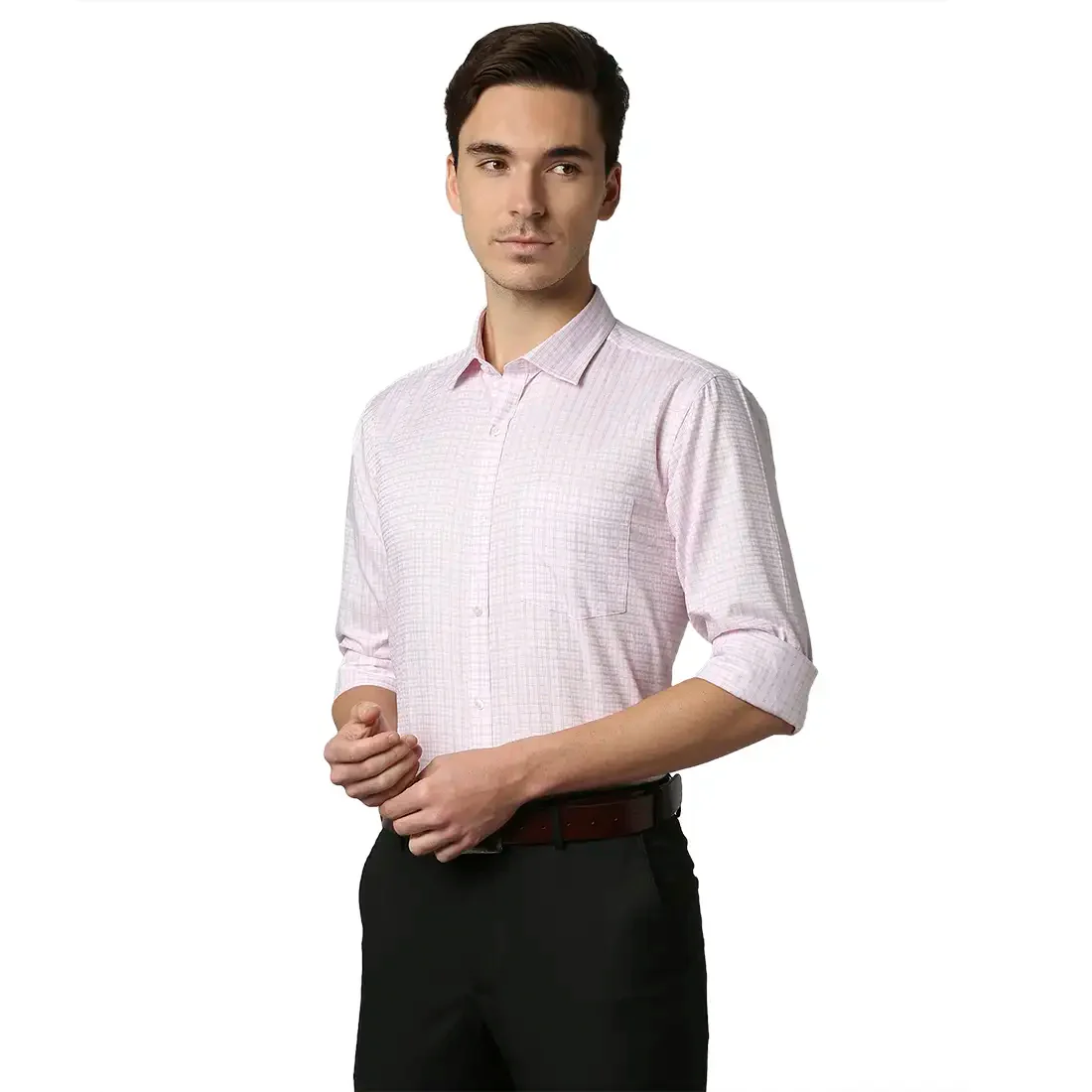 Men Red Slim Fit Checks Cotton Shirts - Image 3
