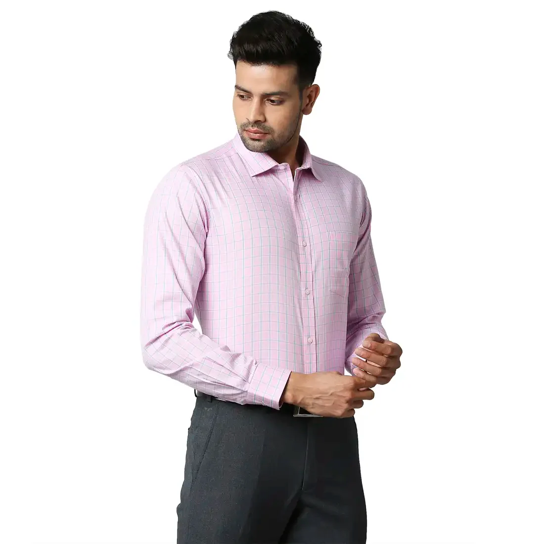 Men Red Slim Fit Checks Cotton Shirts - Image 2