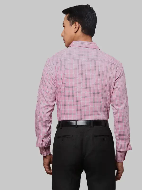 Park Avenue Men Pink Checks Slim Fit Cotton Formal Shirt - Image 5